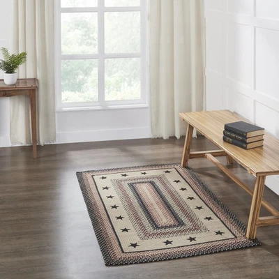 Accent Rug Colonial Star Jute Country 36x60 Rect No Slip Floor Decor VHC Brands - Image 1 of 4