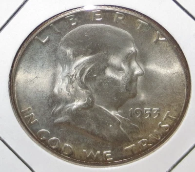 1953-S Uncirculated 90% silver Franklin Half. - Image 1 of 4