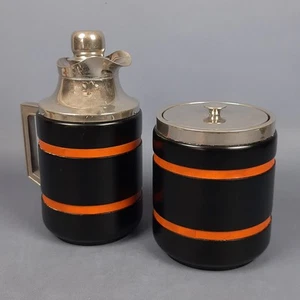 Thermos Per Bevande E Ghiaccio Plastica Nera e Metallo Cromato Vintage Anni 70 - Imagen 1 de 12