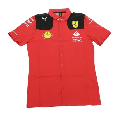 GENUINE FERRARI MEN'S 2023 TEAM BUTTON COLLARED SHIRT Small 701223386001225 - Image 1 of 4