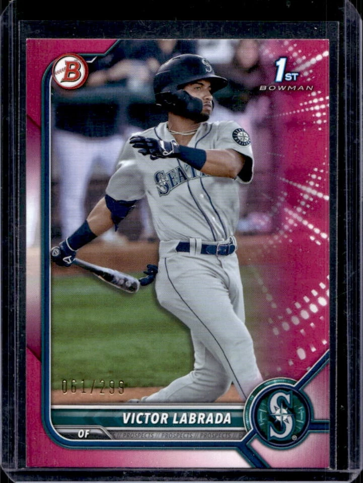 2022 Bowman Victor Labrada Prospects Fuchsia #61/299 Mariners - Image 1 of 2