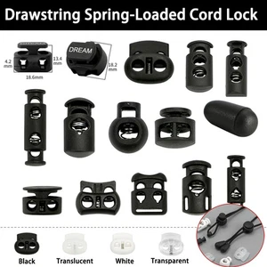 Drawstring Spring Loaded Plastic Toggle Stopper Cord Lock Garment Accessories - Picture 1 of 39