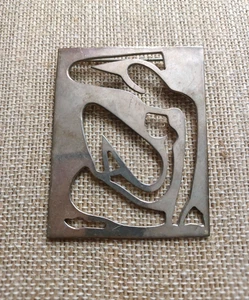 GRANDE SPILLA VINTAGE MODERNISTA MATISSE BLU NUDO ARGENTO STERLING - Foto 1 di 9