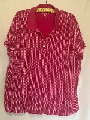 Riders by Lee Polo Shirt Women Plus Size 3X Pink Polka Dot Casual Preppy Top - Image 1 of 3