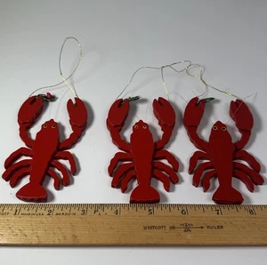 Set 3 Teile Hummer Ornament rot Holz Vintage Kurt Adler 4" Küste Weihnachten - Bild 1 von 15