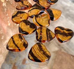 Bernstein Schildkröte Herz Blatt Tschechische Glasperlen 20 Stück - Bild 1 von 8