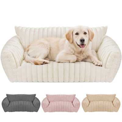 Sofá grande para perros mascotas pana polar ondas cama sofá suave para gatos con cubierta extraíble Foto 1 de 4