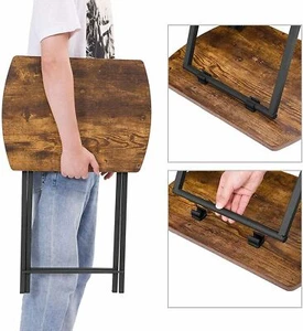 HOOBRO Folding Snack Table Side Table TV Tray Table Dinner Tables End Table - Picture 1 of 11