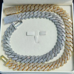 20MM 5AAA+ CZ Ice Out 2Row Thick & Heavy Miami Cuban Chain Hop Hip Necklace - Picture 1 of 8