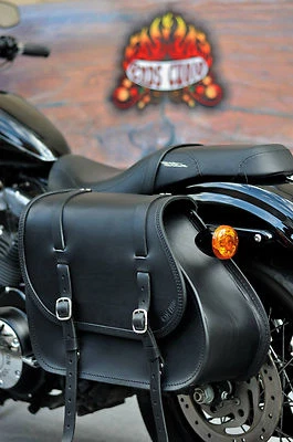 LEATHER SADDLE BAG FOR HARLEY DAVIDSON SPORTSTER WITH CARVING FOR SUSPENSION - Image 1 of 4