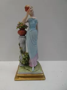 ANTIQUE BISQUE PORCELAIN STATUE FIGURINE MAIDEN LADY FLOWERS WORKS OF ART ITALY - Bild 1 von 10