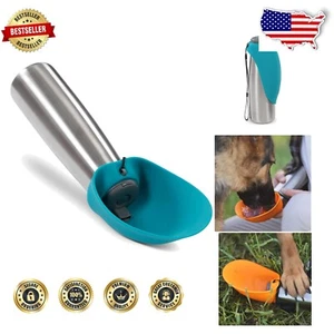 Portable 20 oz Insulated Dog Water Bottle & Silicone Bowl for Camping & Hiking - Picture 1 of 6