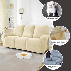 Beige Recliner Sofa Cover Chair Cover Jacquard Armchair Covers Stretch Slipcover - Picture 1 of 5
