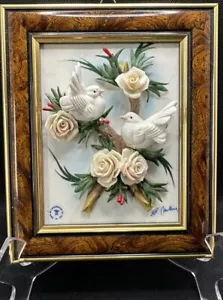 Targa 3D vintage Capodimonte arte da parete uccellino floreale da appendere firmata italiana LEGGI - Foto 1 di 15