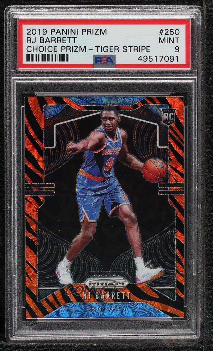 2019-20 Panini Prizm Choice Tiger Stripe RJ Barrett #250 PSA 9 MINT Rookie RC