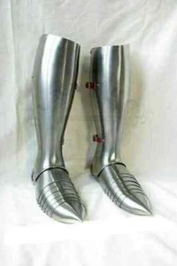 Mittelalterliche Beinrüstung Stahl Krieger Larpe Greaves Ritter Rüstung Sabatons Cosplay - Bild 1 von 8