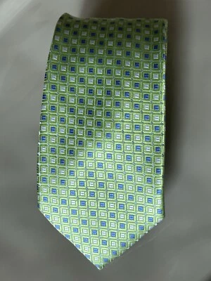 Галстук галстук JONES NEW YORK Signature 3,75 x 57 ярко-зеленый синий геометрический б/у в отличном состоянии - Изображение 1 из 4
