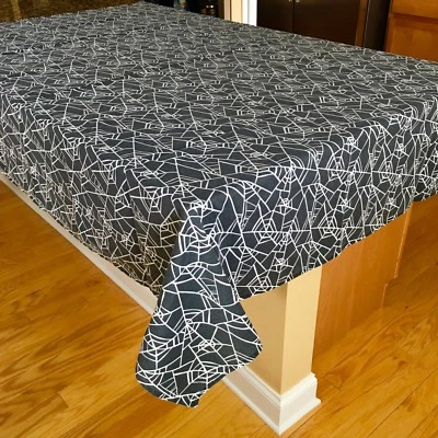 $45. NEW 82" x 60" TARGET Spider Webs Fabric Halloween Tablecloth Blackish+White - Image 1 of 4