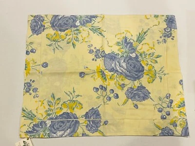 YVES DELORME NWT Yellow & Blue Floral Boudoir One Pillow Sham 14x18" - Image 1 of 4