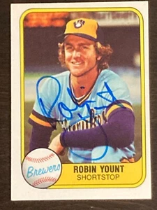 1981 FLEER ROBIN YOUNT AUTOGRAPHED CARD - AUTHENTIC - BREWERS - HOF (A) - Picture 1 of 2