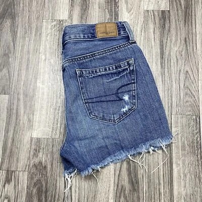 Pantalones cortos de mezclilla azul bordado floral AMERICAN EAGLE para mujer talla 0 Foto 1 de 4