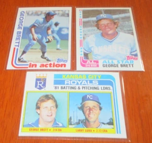 3) 1982 Topps George Brett baseball cards #96 w/ Gura #201 IA #549 All-Star - Picture 1 of 2