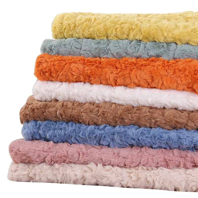 DIY Embossed Faux Rabbit Fur Fabric Soft Plush Scarf Sewing Crafts Sold By Metre - Image 1 of 4