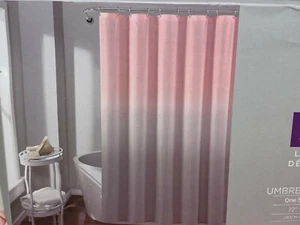 Lush Decor Luxury Umbre Fiesta Blush & Gray Fabric Shower Curtain 72" x 72"(NEW) - Picture 1 of 4