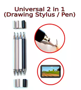 Universal 2-in-1 Stylus Drawing Pen for iPad Tablet Android iOS Phone Ballpoint - Picture 1 of 7