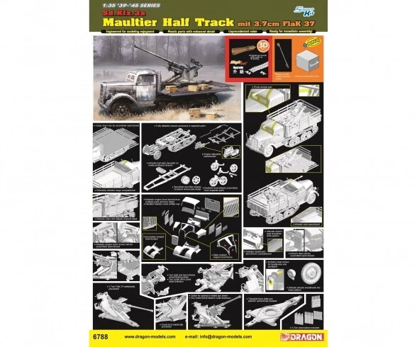 Dragon 6788 - 1/35 Sd.Kfz.3a Maultier HalfTrack 3,7cm FlaK - Neu - Bild 1 von 1