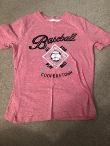 Sonoma Youth Size M 5/6 Short Sleeve Shirt Red Baseball Cooperstown - Picture 1 of 4
