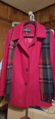 London Fog Coat  Red W/scarf  Womens Medium - Image 1 of 4