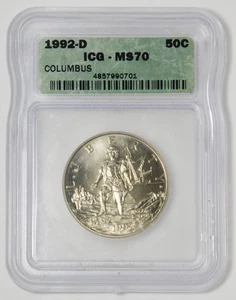 1992-D Columbus Quincentenary Half Dollar TOP GRADE! Mint State 70 - Picture 1 of 2