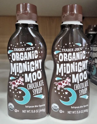 Trader Joe's Organic Midnight Moo Chocolate Syrup 15.8oz 448g (2 Bottles) - Image 1 of 2