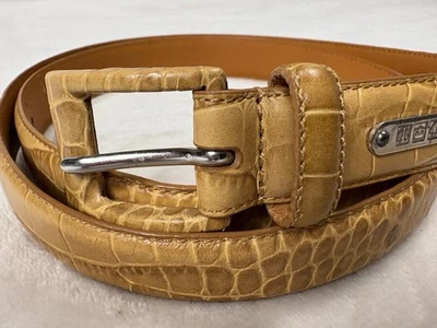 Polo Ralph Lauren Wonens Cinturón Marrón Cuero Italiano Cocodrilo Repujado Talla XL Foto 1 de 4