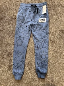 Sonic the Hedgehog Boys Athletic Sweatpants Jogger Pants Slate Blue XS - Picture 1 of 5