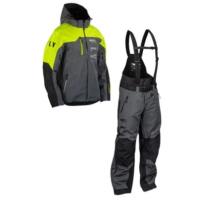 Fly Racing Carbon Snowmobile Jacket & Bib Combo - Black/Grey/Hi-Vis - Small - Image 1 of 4