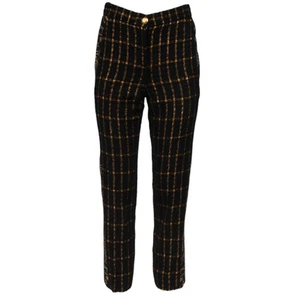 Chanel Womens Métiers d’Art 2019 Pants Size FR 36 Black Gold Tweed CC Logo - Picture 1 of 15