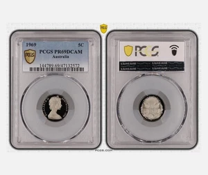 1969 Five 5 Cent Coin - PCGS PR69 - Proof Graded Elizabeth II Slab - Bild 1 von 1