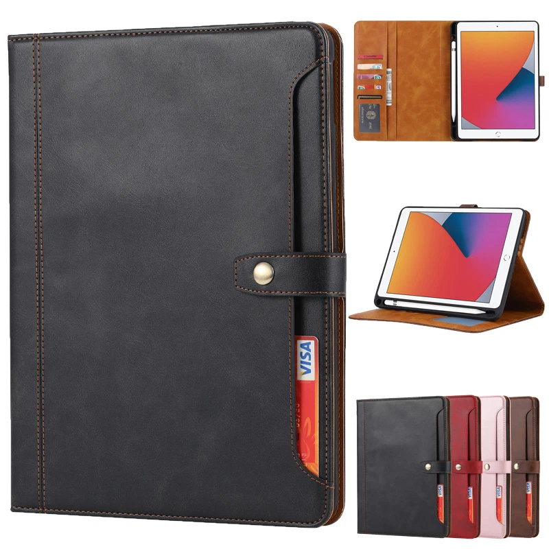 For iPad 5 6 7 8 9 10 11 th A16 Mini Pro Air Leather wallet flip back Stand case - Image 1 of 4