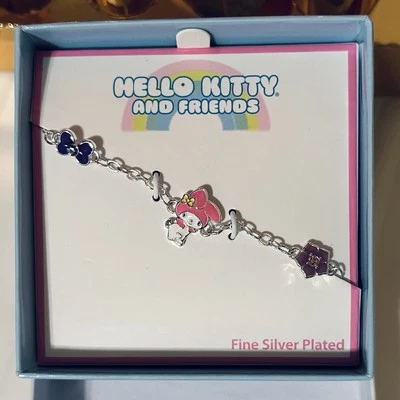 Pulsera Hello Kitty and Friends Melody chapada en plata fina nueva en caja Foto 1 de 2