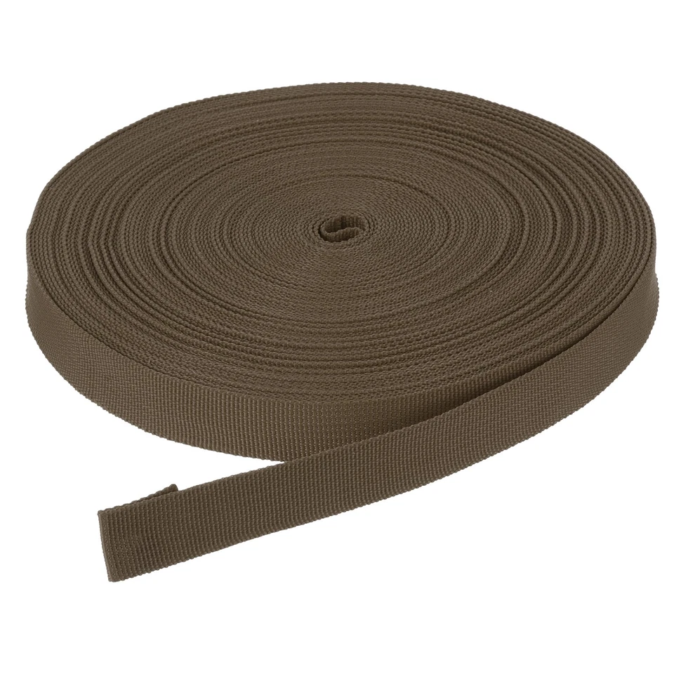10Yard x 3/4" Width Nylon Webbing Strap Poly Flat Webbing Strapping Dark Brown Foto 1 de 4