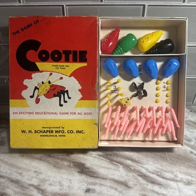 Vintage 1949 The Game of Cootie with All Original Pieces Box Schaper Complete - Image 1 of 4