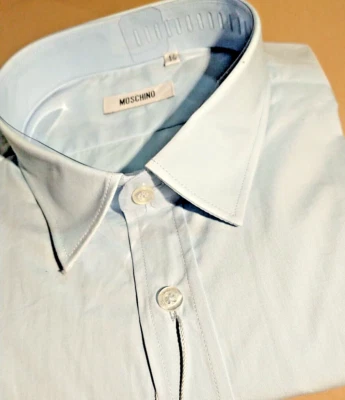 NWT MOSCHINO Of Italy men's size 17(43) Long Sleeve Button Down Shirt Solid Embr - Image 1 of 4