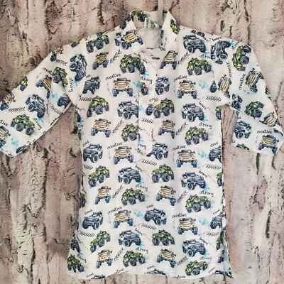 Kids Muslim Jilbab Thobe Short Sleeve Kaftan Robe - Monster Trucks - Long Top - Image 1 of 4