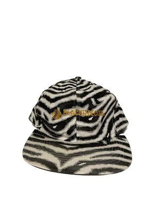 Sombrero bordado a presión blanco y negro estilo Zubaz vintage negro y negro Foto 1 de 4