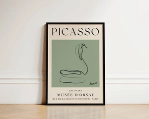 The Snake Pablo Picasso Animal Print Green Wall Art Line Drawing Poster Gifts - Picture 1 of 14