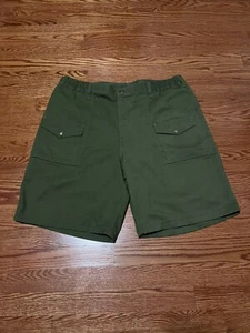 Boy Scouts Uniform Shorts Mens 36(act 34) Olive Green Canvas Stretch Elastic - Picture 1 of 3
