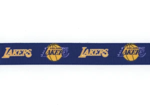 LOS ANGELES LAKERS 7/8" NASTRO GROSGRAIN 1,3,5,10 IARDE PALLACANESTRO NAVE DA USA - Foto 1 di 1
