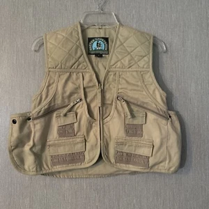 Vtg Master Sportsman Outdoor Utility Vest Sz M Khaki Multi Pocket Rugged Fishing - Picture 1 of 14